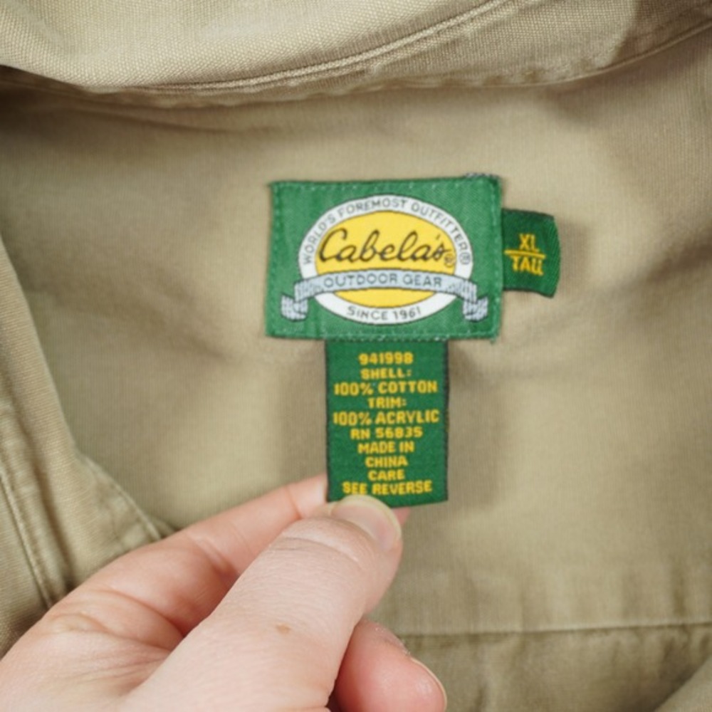 Cabelas Mens XL Tall Shooting Shirt Blaze Orange Khaki Canvas Hunting Upland - Picture 6 of 9